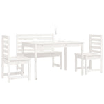 4 Piece Garden Dining Set White Solid Wood Pine 3154696