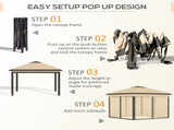 3.3 x 3.3m Pop Up Gazebo, Double Roof Foldable Canopy Tent with Zipped Mesh Sidewalls, Height T3398P318790