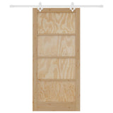 Sliding Door 93 x 202 cm Engineered Wood Natural and White 3450157
