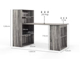 120cm Computer Desk, Wooden PC Laptop Table with 6-Tier Storage Bookshelves, Home Office Working T3398P329498