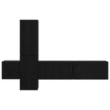 TV Cabinet Set Wall-mounted 5 pcs Black Oak Engineered Wood 3393481