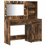 Dressing Table with Mirror Lights 2 pcs Brown Engineered Wood 3334267