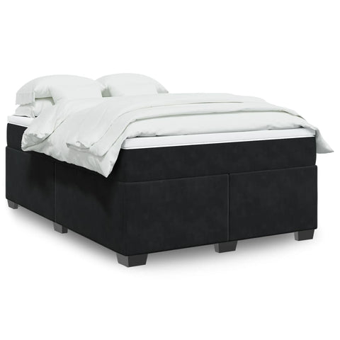 ZNTS Box Spring Bed with Mattress Black 140x200 cm Velvet 3285289