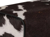 Bench 40 x 30 x 45 cm Real Leather Black and White 42042102