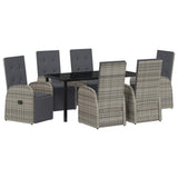 Garden Dining Set with Cushion 7 pcs Grey Poly Rattan 3379503