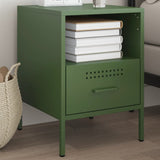 ZNTS Bedside Cabinet Olive Green 36x39x50.5 cm Steel 843062