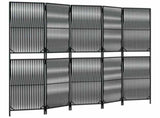 Room Divider 5 Panels Black Poly Rattan 365396
