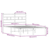 Metal Bed Frame without Mattress Sonoma Oak 140x190 cm 4017102