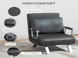 4-in-1 Faux Suede Chair Bed - Grey T3398P344817