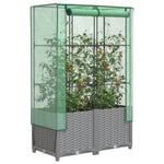 ZNTS Raised Bed with Greenhouse Cover Rattan Look 80x40x138 cm 4015856