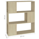 Book Cabinet Room Divider Sonoma Oak 80x24x94 cm Engineered Wood 809128