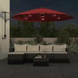 Wall-mounted Parasol with LEDs Bright Red 290cm 362895