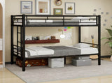 Black reinforced metal bunk bed with iron art on top and bottom, dormitory/children's room double W3987P434159