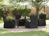 Garden Dining Set with Cushion 5 pcs Black Poly Rattan 3379530