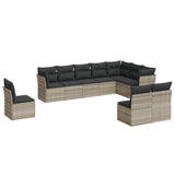 10 Piece Garden Sofa Set with Cushions Light Grey Poly Rattan 3217802