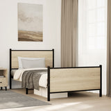 Metal Bed Frame without Mattress Sonoma Oak 107x203 cm 4007730