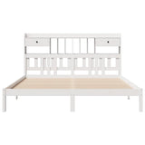 ZNTS Bookcase Bed without Mattress White 200x200 cm Solid Wood Pine 3322350