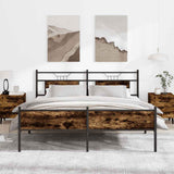 Metal Bed Frame without Mattress Smoked Oak 160x200 cm 3325113