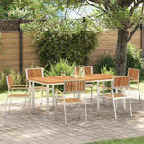 Outdoor Dining Set 7 pcs Solid Acacia Wood and Stainless Steel 3334795