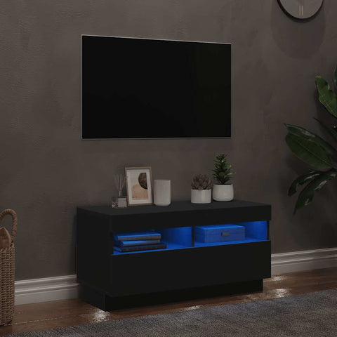 TV Cabinet with LED Lights Black 80x35x40 cm 804446
