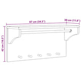 Wall-mounted Coat Rack SANDNES 87x30x42 cm Solid Wood Pine 4010473