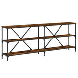 Console Table Smoked Oak 200x30x75 cm Engineered Wood and Iron 832860
