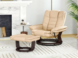 Faux Leather 135&deg Reclining Chair and Footstool - Beige T3398P343501