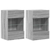 Wall Cabinets with LED Lights for TV 2 pcs Grey Sonoma 40x30x60.5 cm 837089