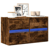 TV Wall Cabinet with LED Lights Smoked Oak 80x31x45 cm 852289