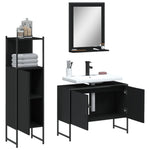 ZNTS 3 Piece Bathroom Cabinet Set Black Engineered Wood 3214349