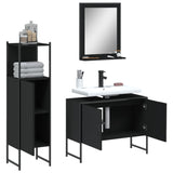 ZNTS 3 Piece Bathroom Cabinet Set Black Engineered Wood 3214349