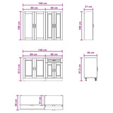 Kitchen Unit PORTO 4 pcs Black Engineered Wood 3438346