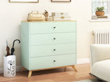 4 Drawer Storage Cabinet, Chest of Drawers for Bedroom Living Room, Light Green and Oak T3398P554115
