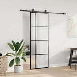 Sliding Door with Hardware Set Black 76x205 cm ESG Glass 3375869