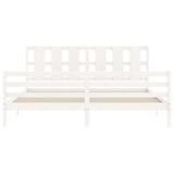Bed Frame without Mattress White 200x200 cm Solid Wood 3194137