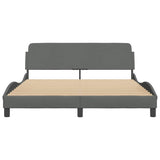 Bed Frame "Dover" Dark Grey 152x203 cm Fabric 373289