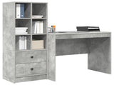 Desk with Drawer with Shelf with Storage 2 pcs Concrete Grey 3337364
