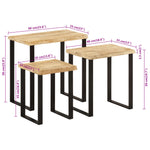 Nesting Tables 3 pcs with Live Edge Solid Wood Mango 372762