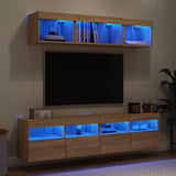 5 Piece TV Wall Units with LED Sonoma Oak Engineered Wood 3216720
