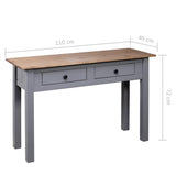 282680 Console Table Grey 110x40x72 cm Solid Pine Wood Panama Range