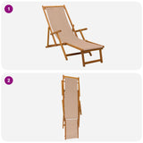 Folding Sun Lounger 3 Position Solid Eucalyptus Wood Taupe 42024922