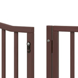Dog Gate with Door Foldable 10 Panels Brown 800 cm Poplar Wood 3155639