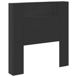 Storage Headboard with LED Black Engineered Wood 3418648