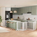 Dog Gate with Door Foldable 8 Panels White 640 cm Poplar Wood 3155678