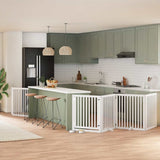 Dog Gate with Door Foldable 8 Panels White 640 cm Poplar Wood 3155678
