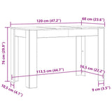 Dining Table Concrete Grey 120x60x76 cm Engineered Wood 800436