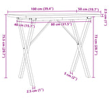 ZNTS Dining Table X-Frame 100x50x75.5 cm Solid Wood Pine and Steel 3282763