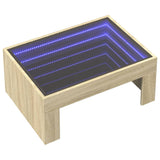 ZNTS Coffee Table with Infinity LED Sonoma Oak 70x50x30 cm 847611