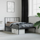 Metal Bed Frame without Mattress with Headboard Black 90x200cm 352473