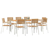 Garden Dining Set 9 pcs Solid Acacia Wood and Stainless Steel 3334780